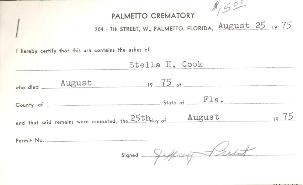 burial card